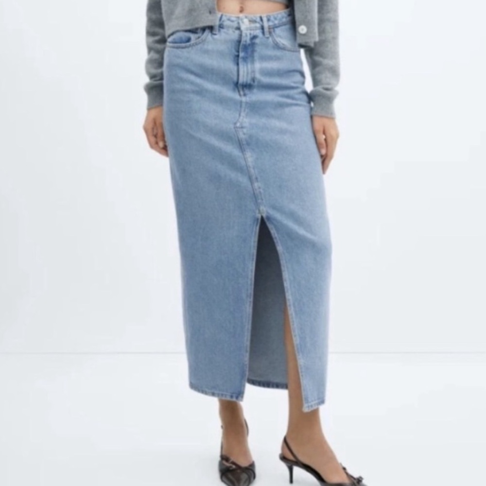 Mango Light Blue Denim Skirt